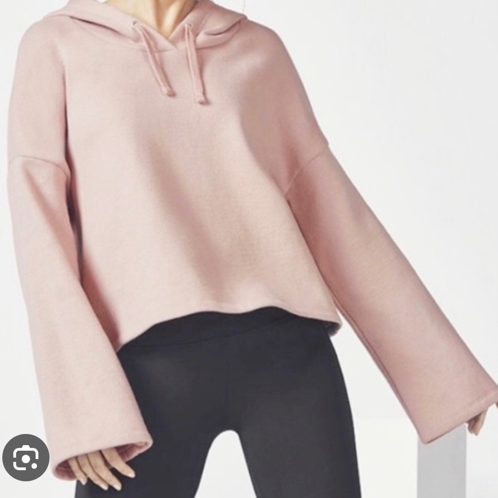 Fabletics Charlee Hi Low Cropped Bell Sleeve Soft Pink Hoodie